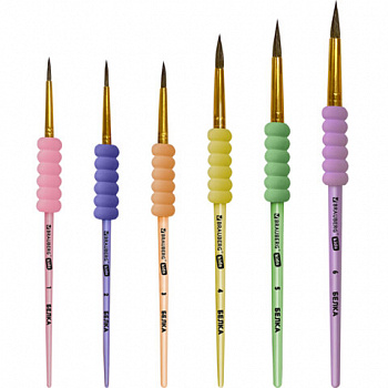 Кисти c EVA вставкой БЕЛКА набор 6 шт. (круглые № 1, 2, 3, 4, 5, 6), блистер, BRAUBERG KIDS