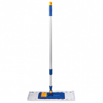 Швабра с флаундером 40 см, телескопический черенок 130 см, резьба 1,6 см, микрофибра/абразив (ТИП К), LAIMA