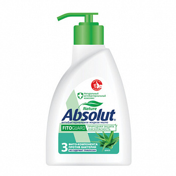 Мыло жидкое антибактериальное 250 мл ABSOLUT (Абсолют) "Алоэ", дозатор, не содержит триклозан, 5064, 5009