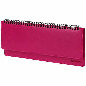 Планинг настольный недатированный (305x140 мм) BRAUBERG "Rainbow", кожзам, 60 л., розовый