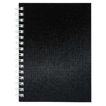 Блокнот МАЛЫЙ ФОРМАТ А6, 80 л., гребень, бумвинил "METALLIC", клетка, HATBER, черный, 086310, 80ЗК6бвВ1гр