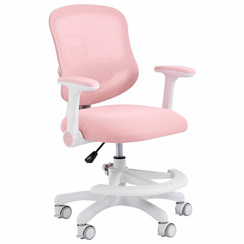 Кресло детское с подставкой для ног BRABIX KIDS MG-215, сетка/ткань TW, розовое