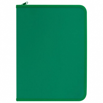 Папка объемная на молнии пластиковая на 4 кольцах, 35 мм, А4, BRAUBERG PIXEL, темно-зеленая, 0,7 мм