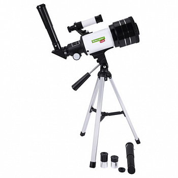 Телескоп рефрактор астрономический настольный, увеличение 150х, объектив 70 мм, фокус 300 мм, видоискатель, BRAUBERG KIDS 70300