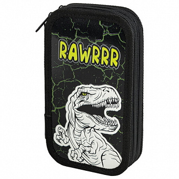 Пенал ЮНЛАНДИЯ, 2 отделения, ламинированный картон, конгрев, 19х11 см, "RAWR"