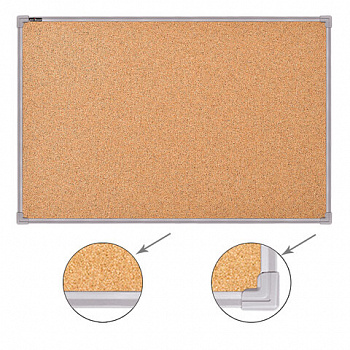 Доска пробковая для объявлений 100х60 см, металлическая рамка, BS, П-60, П*60