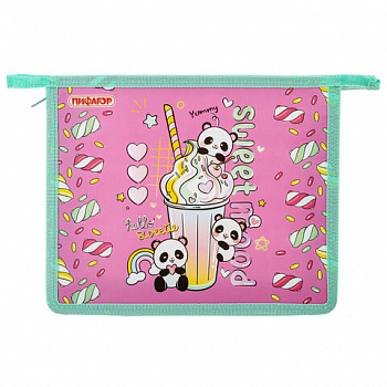 Папка для тетрадей ПИФАГОР А5, 1 отделение, пластик, на молнии, Sweet mood