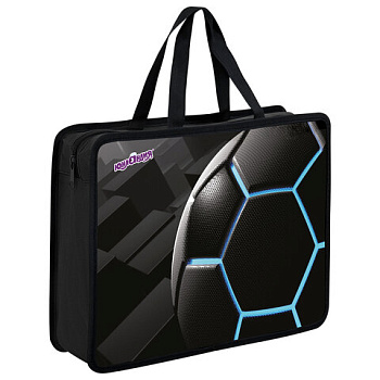 Папка на молнии с ручками ЮНЛАНДИЯ А4, 1 отделение, пластик, 80 мм, "Soccer ball"