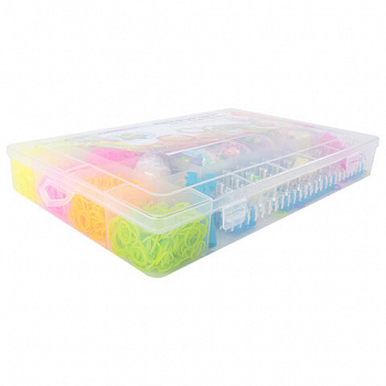 Набор резинок для плетения украшений 8 000 шт., 22 цвета, бокс, бусины, станок, BAMBOX (БАМБОКС)