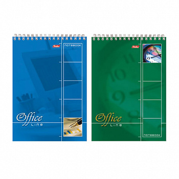 Блокнот А5 145х205 мм, 60 л., спираль, картон, жесткая подложка, клетка, HATBER, "Office Line", 004824, 60Б5В1сп
