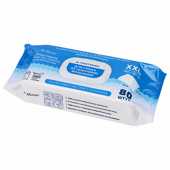 Салфетки влажные для ухода за лежачими больными и интимной гигиены 80 шт., 22х25 см, Д-пантенол, МЕЛОДИЯ