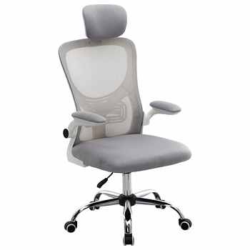 Кресло CROMEX Dynamic CH-699, откидные подлокотники, пластик белый, сетка, серое, TW