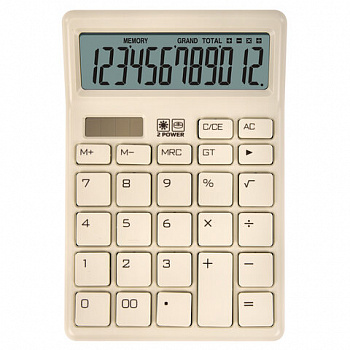 Калькулятор настольный BRAUBERG CH-12-BG (153х103 мм), 12 разрядов, двойное питание, бежевый