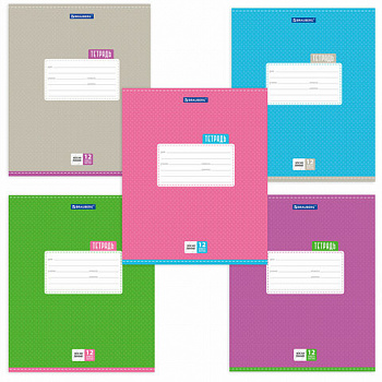 Тетрадь 12 л. BRAUBERG, косая линия, обложка картон, ТОЧКИ