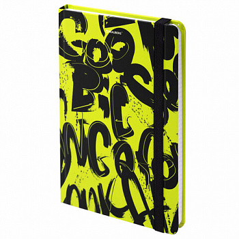 Блокнот с резинкой в клетку 96 л., А5 (145х203 мм), твердая обложка, BRAUBERG, "Calligraphy"