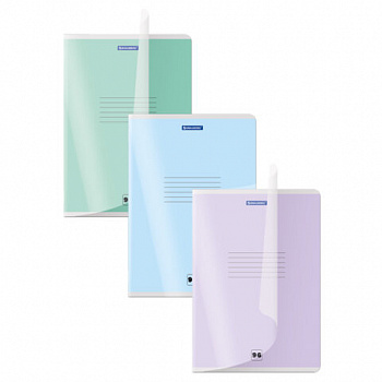 Тетрадь пластиковая обложка (прозрачная) А4 96 листов, скоба, клетка, BRAUBERG "Smart Cover", АССОРТИ (микс в спайке)