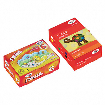 Гуашь ГАММА "Мультики", 6 цветов по 20 мл, картонная упаковка