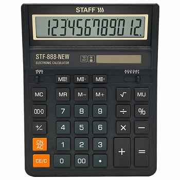 Калькулятор настольный STAFF STF-888-New (202x158 мм), 12 разрядов, двойное питание, черный