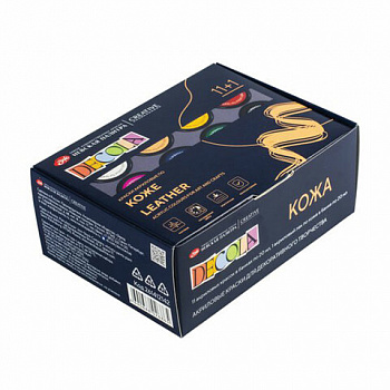 Краски акриловые по коже "Декола", 11 цветов + акриловый лак по 20 мл, в банках, Невская Палитра