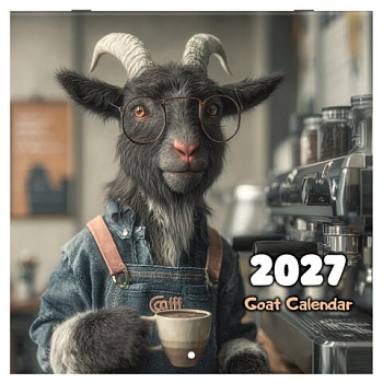 Календарь настенный перекидной 2027г, BRAUBERG, 12 листов, 28,5х28,5см, "Goat calendar"