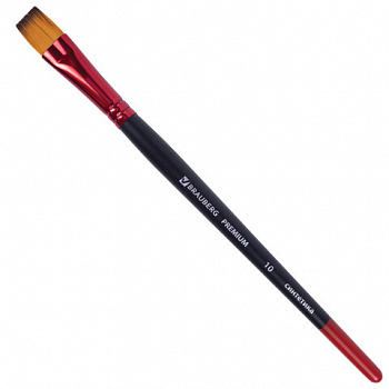 Кисть синтетика, плоская № 10, BRAUBERG PREMIUM