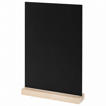 Табличка меловая настольная А4, вертикальная, на деревянной подставке, ПВХ, черная, BRAUBERG