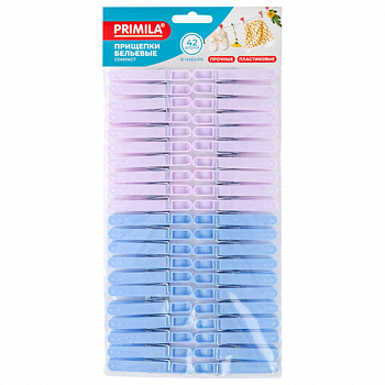 Прищепки бельевые 6,8 см, КОМПЛЕКТ 42 штуки, пластик, ассорти, PRIMILA (ПРИМИЛА) COMPACT
