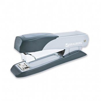 Степлер металлический усиленный до 50 листов, №24/6-24/8 BRAUBERG "Office-Expert", серый