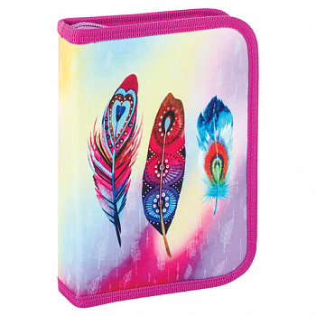 Пенал BRAUBERG, 1 отделение, полиэстер, 21х14 см, "Plumage"