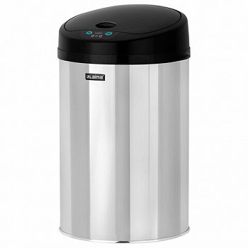 Ведро для мусора СЕНСОРНОЕ 12 л, нержавеющая сталь, черная матовая крышка, питание от 4-х батареек AA (не входят в комплект), LAIMA