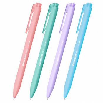 Ручка шариковая автоматическая BRAUBERG "TRIOS PASTEL COLOR", СИНЯЯ, корпус ассорти, пишущий узел 0,5 мм, линия письма 0,3 мм