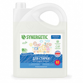 Гель для стирки концентрированный биоразлагаемый, 5 л, SYNERGETIC UNIVERSAL "Бескрайний океан"