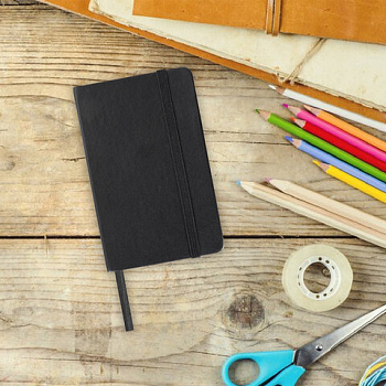 Скетчбук, белая бумага 140 г/м2 90х140 мм, 80 л., КОЖЗАМ, резинка, BRAUBERG ART CLASSIC, черный