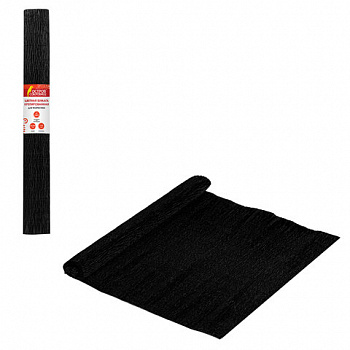 Бумага гофрированная/креповая, 110 г/м2, 50х250 см, черная, в рулоне, ОСТРОВ СОКРОВИЩ