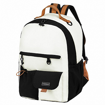 Рюкзак HEIKKI EDITION (ХЕЙКИ) универсальный, 6 карманов, бежевый/черный, 42х30х14 см