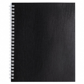 Тетрадь бумвинил, А5, 96 л., гребень, офсет №1, клетка, ЧЕРНАЯ Metallic, HATBER, 059708, 96Т5бвВ1гр