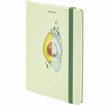 Блокнот с резинкой в клетку 96 л., А5 (145х203 мм), твердая обложка с фольгой, BRAUBERG, "Avocado"