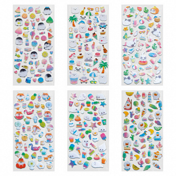 Наклейки гелевые "Вкусный микс", 17,5х9 см, ассорти 6 видов, FUNSTER (ФАНСТЕР)