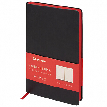 Ежедневник недатированный А5 138х213 мм BRAUBERG "Metropolis Mix", под кожу, 136 л., черный