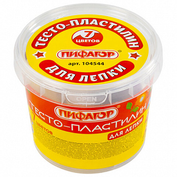 Пластилин на растительной основе (тесто для лепки) ПИФАГОР, 7 цветов, 210 г, пластиковый стакан