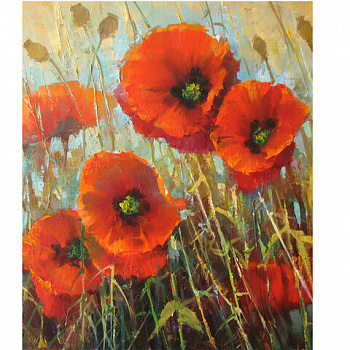 Картина стразами (алмазная мозаика) 30х40 см, ОСТРОВ СОКРОВИЩ "Маки", без подрамника