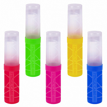 Пенал-тубус ПИФАГОР пластиковый, ассорти, 5 цветов, 19,5х4,5 см