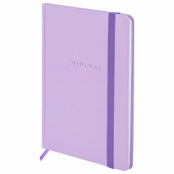 Блокнот с резинкой в клетку 96 л., А5 145х203 мм, твердая обложка, BRAUBERG, "Minimal", сиреневый