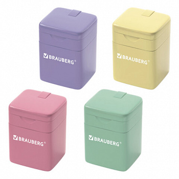 Точилка кросс-серия PASTEL, с контейнером, корпус ассорти, BRAUBERG