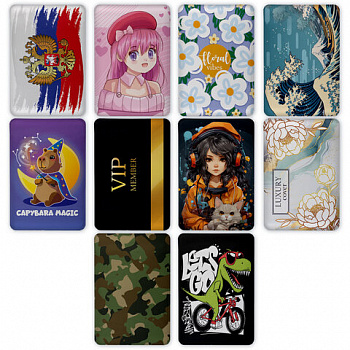 Обложка-карман для карт и пропусков "Cool Mix", 100х65 мм, 10 дизайнов ассорти, ПВХ, STAFF