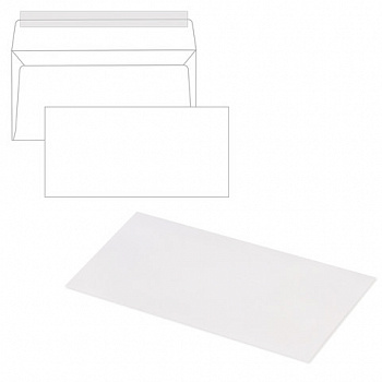 Конверты Е65 (110х220 мм), отрывная лента, 80 г/м2, КОМПЛЕКТ 1000 шт.