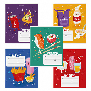 Тетрадь 18 л. BRAUBERG клетка, обложка картон, "Tasty food"