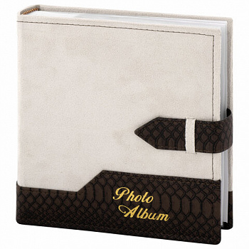Фотоальбом BRAUBERG на 200 фотографий 10х15 см, под замшу, бумажные страницы, бокс, бежевый с коричневым