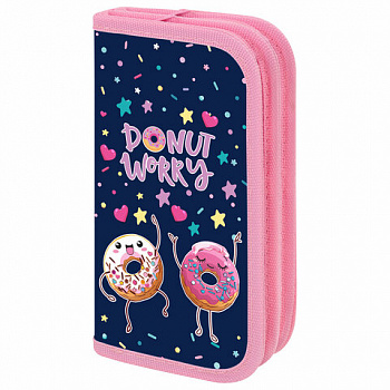 Пенал ПИФАГОР, 2 отделения, ламинированный картон, 19х11 см, "Comic donuts"