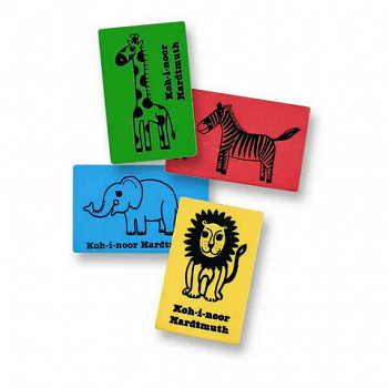 Ластик KOH-I-NOOR "Animals", 35,5х23х8мм, ассорти, мягкий, прямоугольный, натуральный каучук, 6200006001KK